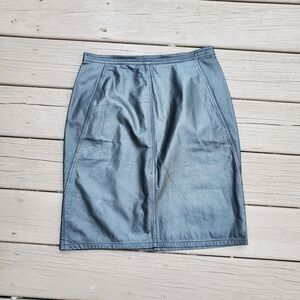 Vintage 80s Tarazzia Grunge Goth‎ Punk Barbie Black Leather Knee Pencil Skirt 10